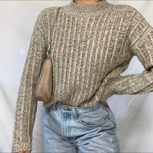 Tan knit cropped sweater